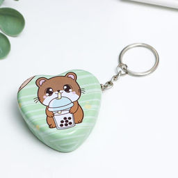 Шкатулка на кольце металл сердце "Зверушка с чаем" МИКС 2,2х4,8х4,8 см