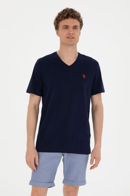 Футболка мужская U.S. Polo Assn базовая темно-синяя из хлопка фото 8