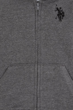 Erkek _ocuk Antrasit Melanj Fermuarl_ Kap__onlu Sweatshirt - U.s. polo assn фото 3