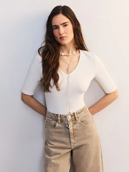 Боди из хлопка с треугольным вырезом / Zarina