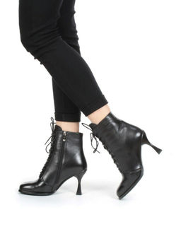 04-E29W-15A BLACK Ботильоны зимние женские (натуральная кожа, натуральный мех)