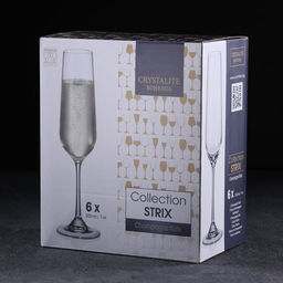 Бокалы для шампанского Strix, 200 мл, набор 6 шт., стекло, прозрачные