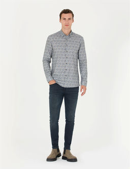 Petrol Slim Fit Uzun Kollu G_mlek