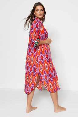 Etnik Desenli Midi Dokuma %100 Pamuklu Plaj Kimono&Kaftan TBESS20KM0017 - Trendyolmilla фото 2