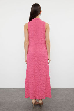 TRENDYOLMILLA Beyaz Duz Dokulu A Kesim/Can Form Bisiklet Yaka Dokulu Maxi Elbise TWOSS24EL00683 фото 11