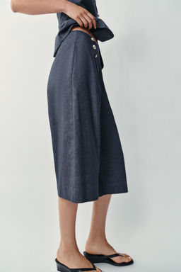 BERMUDA LARGA BOTONES CON LINO / ?ndigo - Zara фото 3
