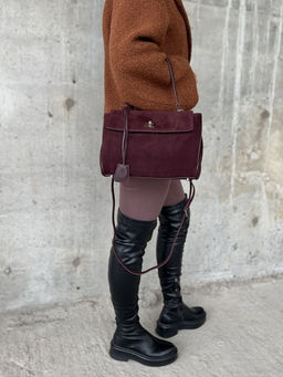 Женская замшевая сумка-портфель 8399 Бордовый - Sergio valentini фото 12