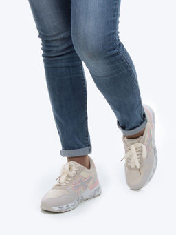 05-6026-203 BEIGE/GRAY Кроссовки женские (искусственные материалы) - No name фото 4