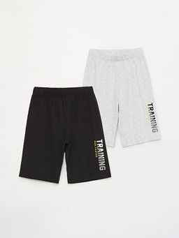 Beli Lastikli Bask?l? Erkek ?ocuk Pijama ?ort 2li
