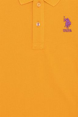 Темно-желтая футболка с воротником поло для мальчиков Basic - U.s. polo assn фото 3