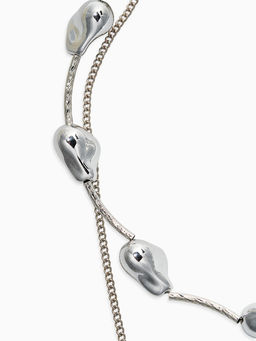 Колье "Борокко", цепь, 2 яруса, цвет серебро