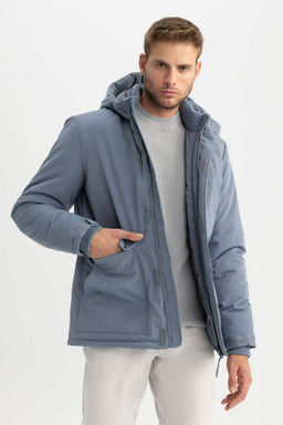 Водоотталкивающее пальто обычного кроя с капюшоном - Defacto фото 4