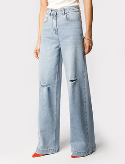 Джинсы-трубы Vilatte D54.260 деним голубые  фото 7