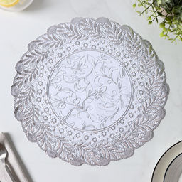 Набор салфеток ажурных для стола Доляна «Подсолнухи», 30×30 см, 4 шт, ПВХ, цвет серебряный