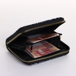 Кошелёк женский на молнии 11?2.5?9 см, с цветочным принтом, чёрный