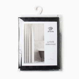 Штора в ванную «Этель. Полоска», 180×200 см, чёрная
