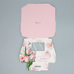 Цена за 10 шт. Кондитерская упаковка, коробка с ламинацией «Тюльпаны», 10×8×3.5 см