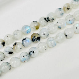 Бусины для украшений из Лунного камня с вкл. Турмалина (36 бусин) 38 см