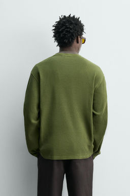CAMISETA ESTRUCTURA WAFFLE / Khaki - Zara фото 3