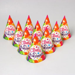 Цена за 10 шт. Колпак праздничный бумажный Шарики - Страна карнавалия фото 4