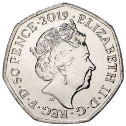 Монета 50 пенсов 2019 года Великобритания 60 лет медвежонку Паддингтону  Паддингтон у церкви Святого Павла