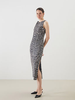 Leopar Desenli Belden Oturtmal? Elbise