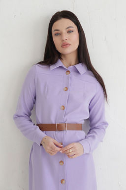 Платье-рубашка из микровельвета лавандовое - Martichelli фото 20