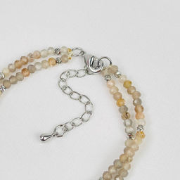 Браслет двойной из Лунного камня и Аквамарина 16 см + - Радуга самоцветов фото 4