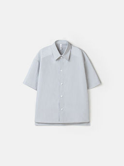 Рубашка оверсайз с коротким рукавом Серая 7+