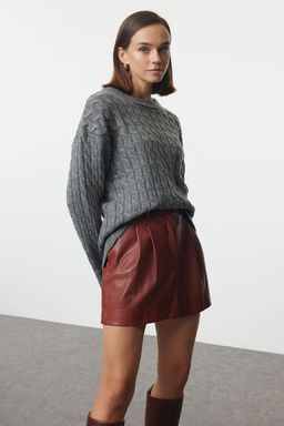 Antrasit More Sustainable Yumusak Dokulu Basic Triko Kazak TWOAW25KZ00334 - Trendyolmilla фото 2