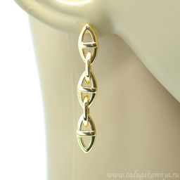 Серьги "Цепи" 7*45мм золотистые, 7г