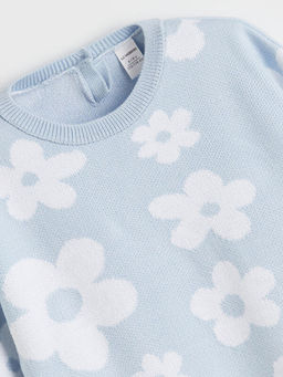 ?i?ek Desenli K?z ?ocuk Triko Kazak