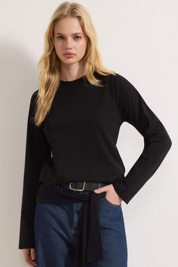 Siyah-Gri 2li Paket %100 Pamuk Bisiklet Yaka Regular/Normal Kesim Orme T-Shirt TWOAW25TS00001