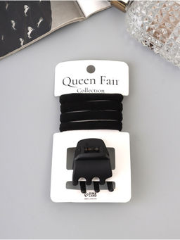 Цена за 3 шт. Набор для волос «Вивьен», 4 резинки 5.5 см, краб 3 см, зубья, чёрный