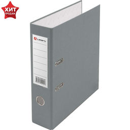 Папка-регистратор А4, 75 мм, Calligrata, ПВХ, металлическая окантовка, карман на корешок, собранная, серая