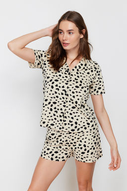 Trendyolmilla Cok Renkli %100 Pamuklu Leopar Desenli Sortlu Orme Pijama Tak?m? THMSS24PT00025  фото 4