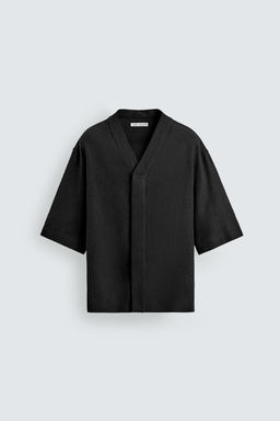 CAMISA RELAXED FIT VISCOSA - C??AMO / Negro - Zara фото 7