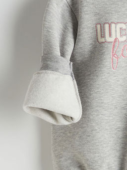 Bisiklet Yaka Yaz? Bask?l? K?z ?ocuk Sweatshirt