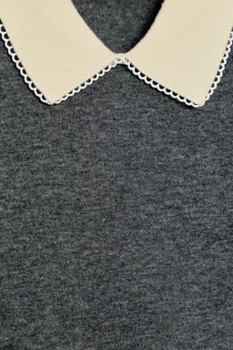 JUMPER WITH SHORT SLEEVE POLO COLLAR AND LACE TRIM - Zara фото 7