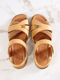 Босоножки 1043.26047br.Тыква лион+светло коричневая замша