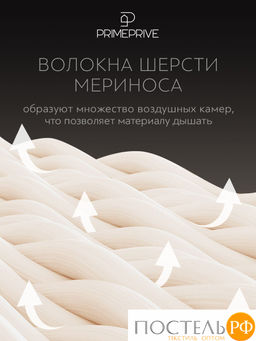 PRIME PRIVE Одеяло MERINO экрю 200х220,1пр.,хл.BIODYNAMIC COTTON/меринос.шерсть, 400 г/м2  фото 8