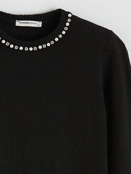 Bisiklet Yaka Ta?l? Kad?n Triko Kazak