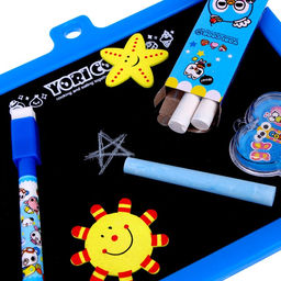 Доска для рисования магнитная двухсторонняя, под маркер и мел, губка, мел 3 шт., маркер, магниты 2 шт.