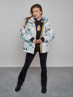 Горнолыжная куртка женская зимняя серого цвета 2302-1Sr