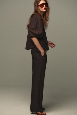 SHIRT WITH CUTWORK EMBROIDERY AND PUFF SLEEVES - Zara фото 3
