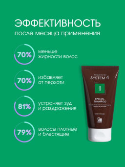 System 4 Терапевтический шампунь №1, 75 мл - Sim sensitive фото 5