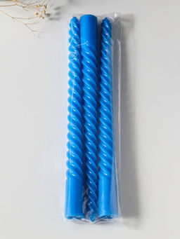 Свеча витая 25 см (набор 3 шт) 57 гр, 5 ч, цв. синий