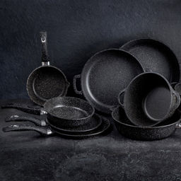 Ковш с тефлоновым покрытием 1,0л, д16см "Гранит", h7см, s0,4см, съемная ручка из термостойкого пластика (Россия)