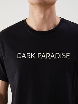 Bisiklet Yaka K?sa Kollu Bask?l? Penye Erkek Ti??rt