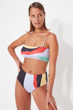 Renkli Soyut Desenli Yuksek Bel Bikini Alt? TBESS22BA0014